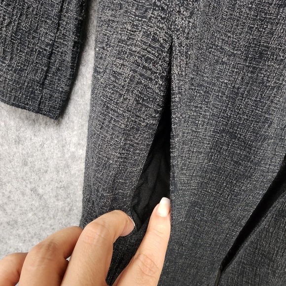 Eileen Fisher Crosshatch Jacquard Long Cardigan Jacket Size XS Nuetral Lagenlook - Picture 8 of 11